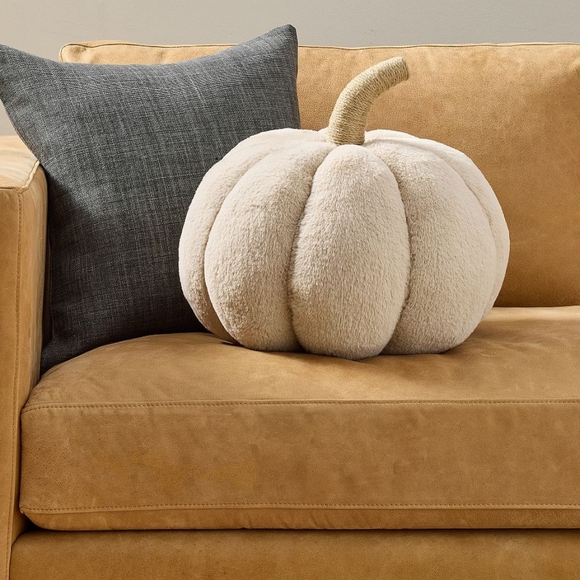 Faux Fur Pumpkin Pillow - Picture 1 of 5